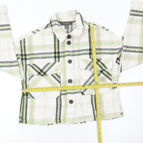 Primark Womens Multicoloured Check Cotton Cropped Jacket Size 8
