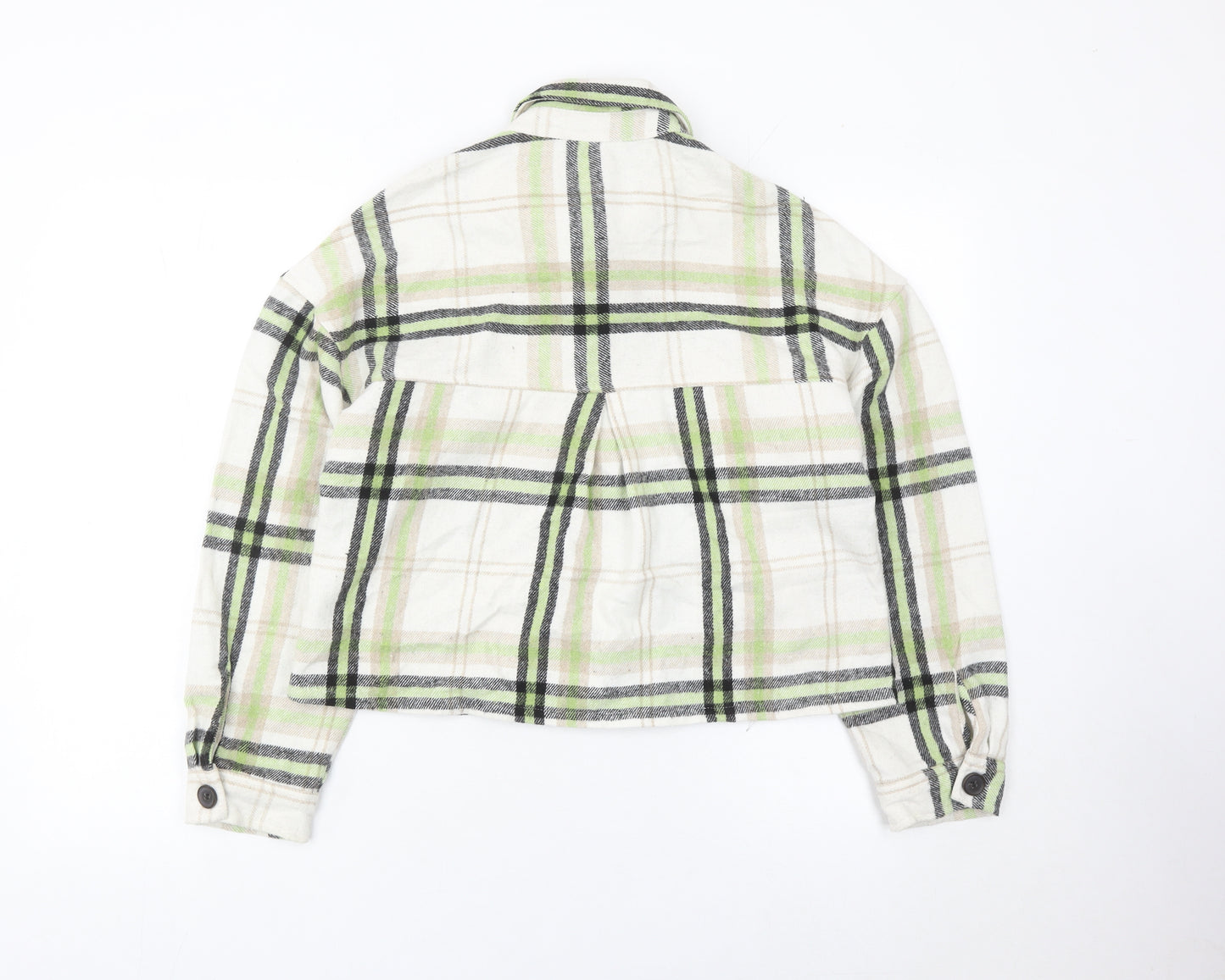 Primark Womens Multicoloured Check Cotton Cropped Jacket Size 8