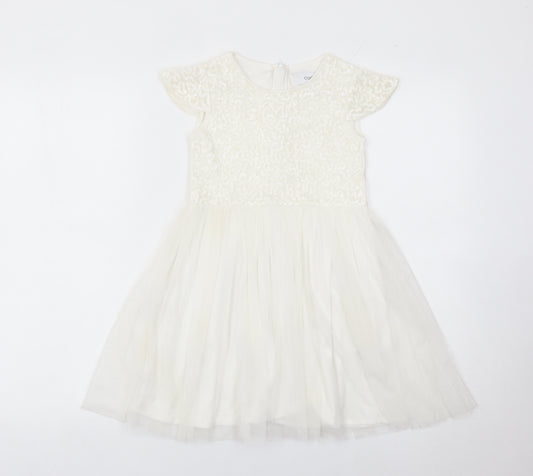 Coast Girls Ivory Fit & Flare Lace Party Dress Size 5-6 Years