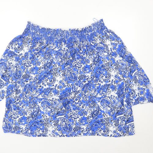 Next Women’s Blue Paisley Off Shoulder Blouse UK 16