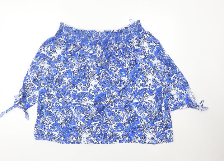 Next Women’s Blue Paisley Off Shoulder Blouse UK 16