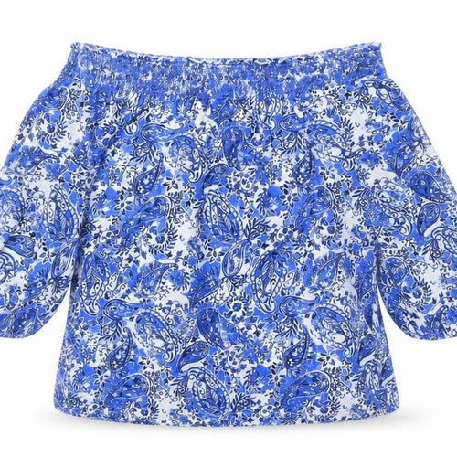 Next Women’s Blue Paisley Off Shoulder Blouse UK 16