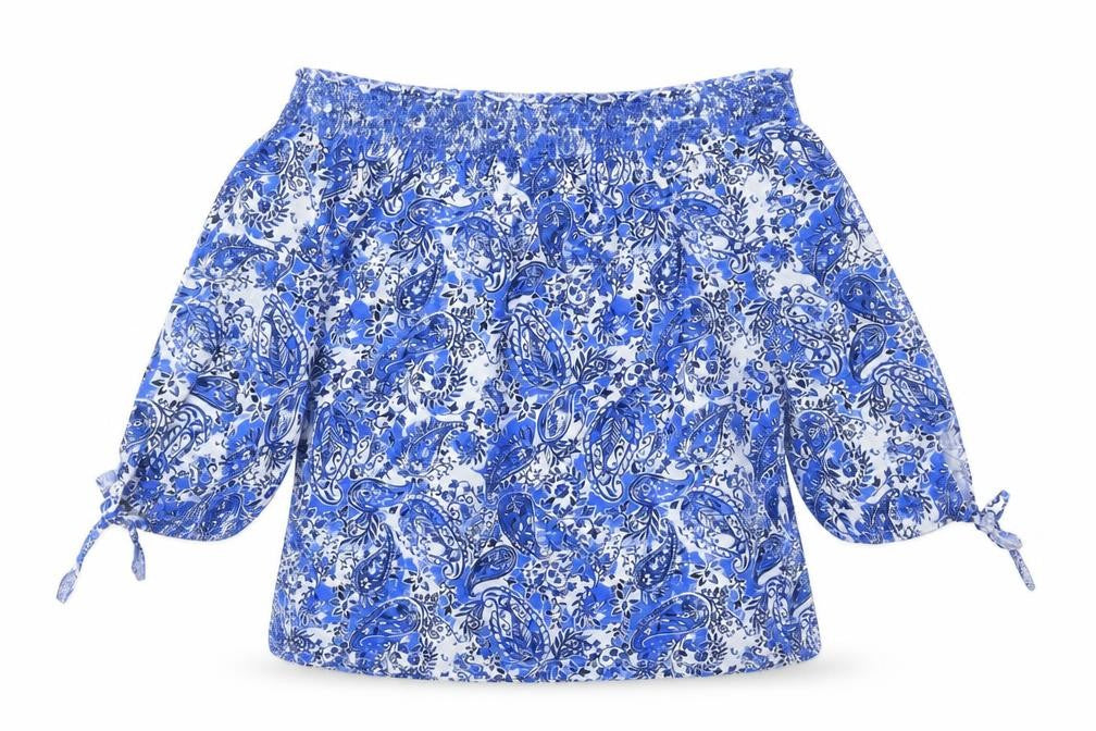 Next Women’s Blue Paisley Off Shoulder Blouse UK 16