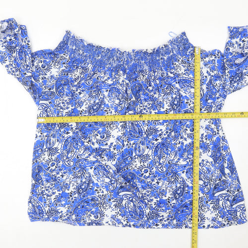 Next Women’s Blue Paisley Off Shoulder Blouse UK 16