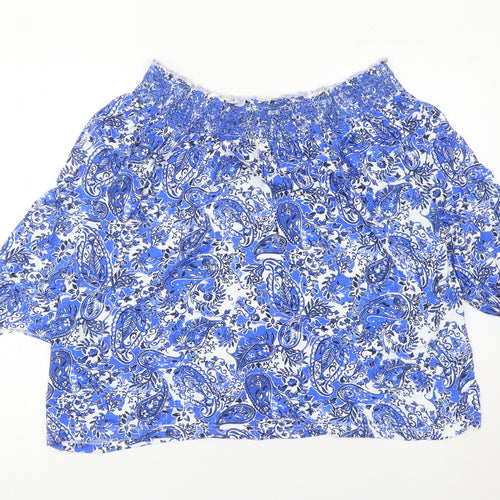 Next Women’s Blue Paisley Off Shoulder Blouse UK 16