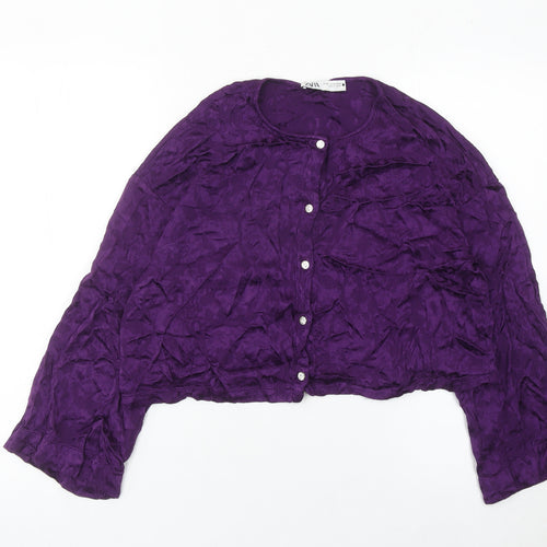 Zara Women Purple Cropped Blouse Long Sleeve Size 12