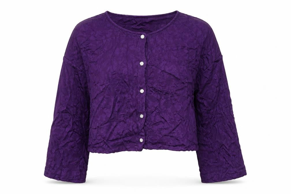 Zara Women Purple Cropped Blouse Long Sleeve Size 12