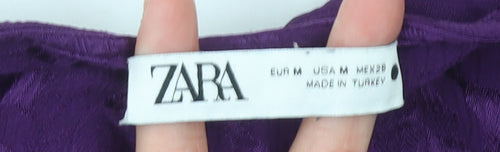 Zara Women Purple Cropped Blouse Long Sleeve Size 12