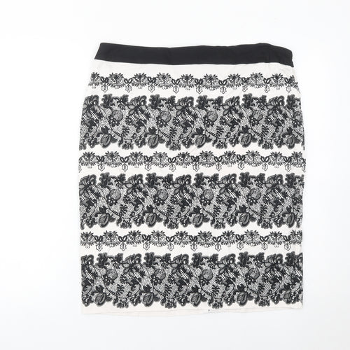 Marks and Spencer Women’s Black White Lace Pencil Skirt UK 14