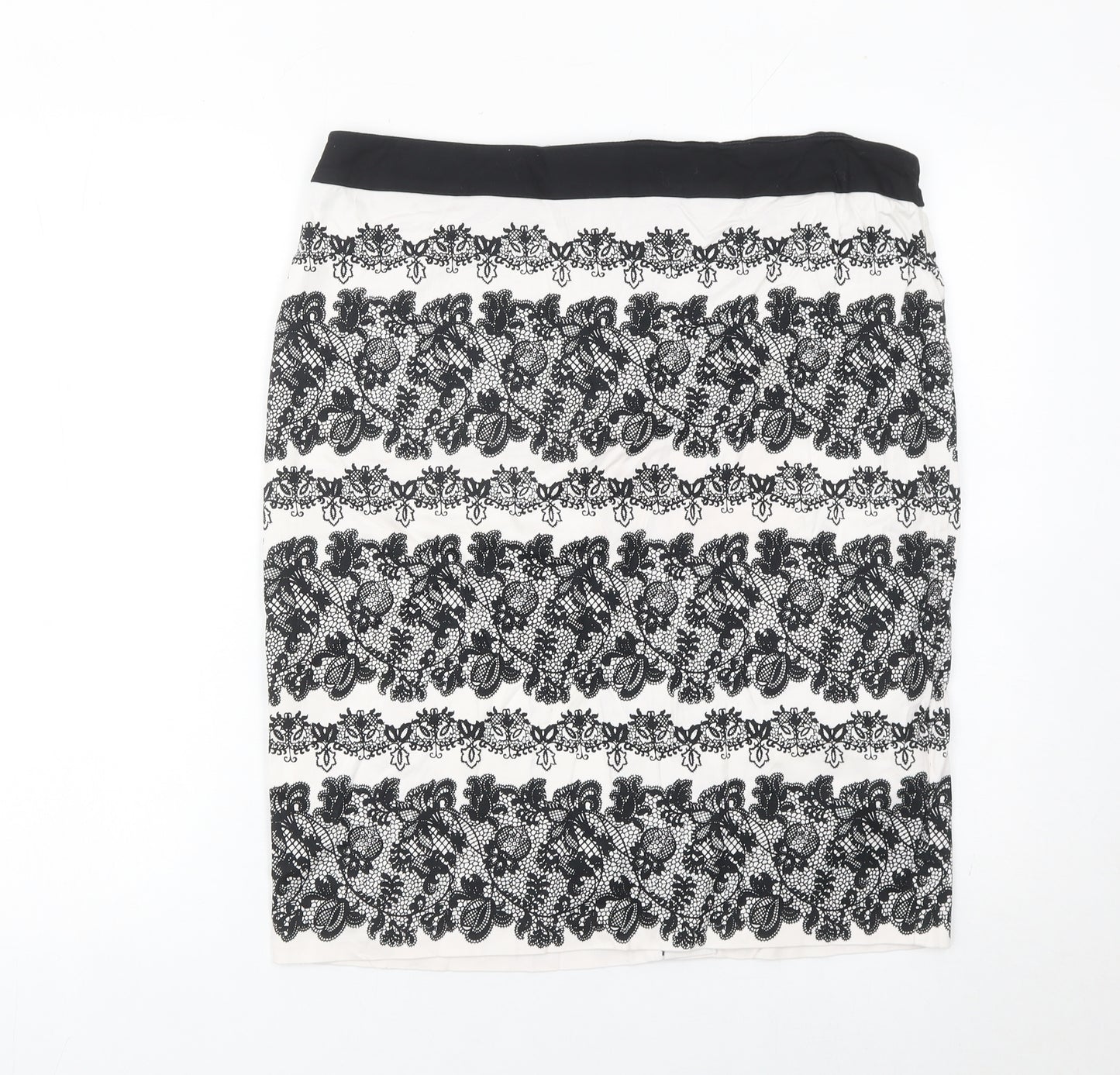 Marks and Spencer Women’s Black White Lace Pencil Skirt UK 14