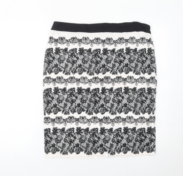 Marks and Spencer Women’s Black White Lace Pencil Skirt UK 14