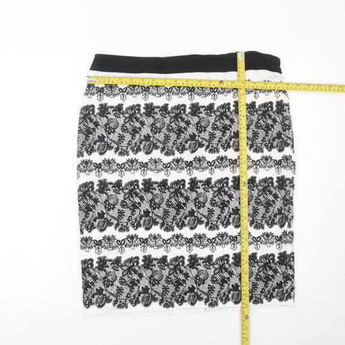 Marks and Spencer Women’s Black White Lace Pencil Skirt UK 14