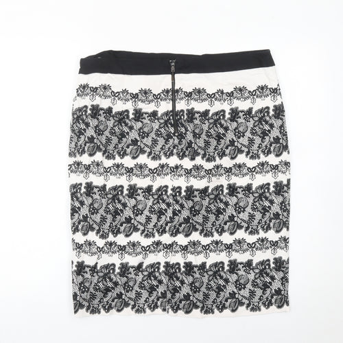 Marks and Spencer Women’s Black White Lace Pencil Skirt UK 14