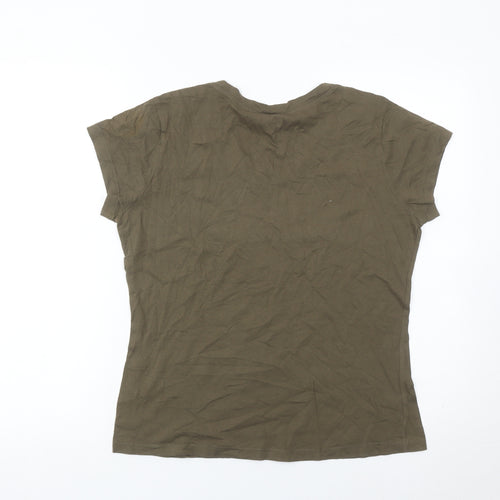 Mexx Women’s Brown Scoop Neck Beaded Vintage T-Shirt Size XL
