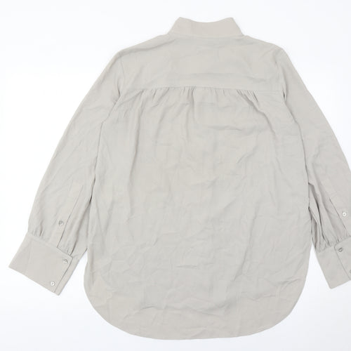 H&M Womens Grey XS Long Sleeve High Neck Blouse Polyester