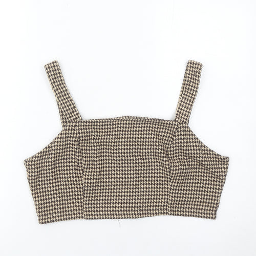 In The Style Women’s Brown Houndstooth Cropped Tank Top Size 16