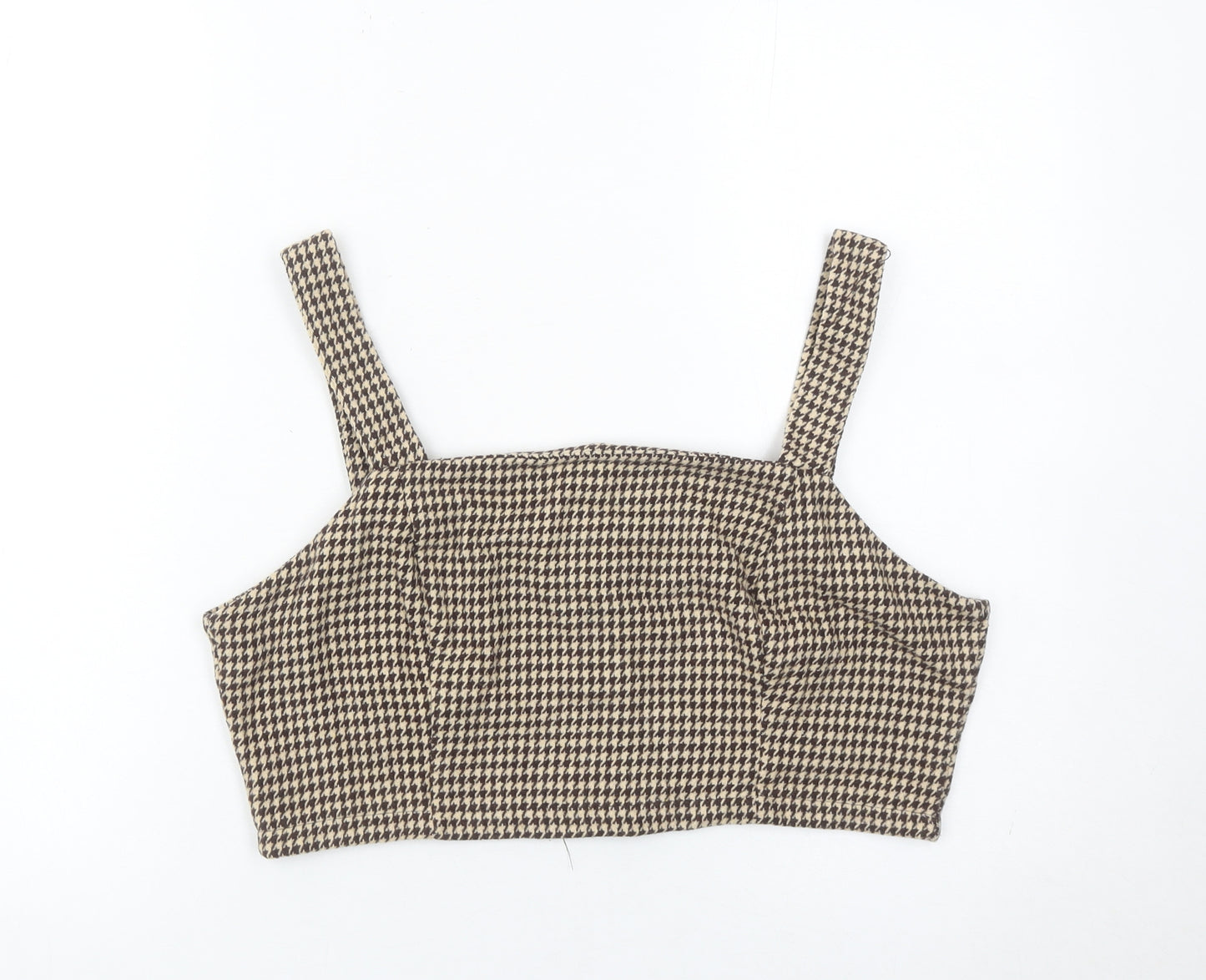 In The Style Women’s Brown Houndstooth Cropped Tank Top Size 16