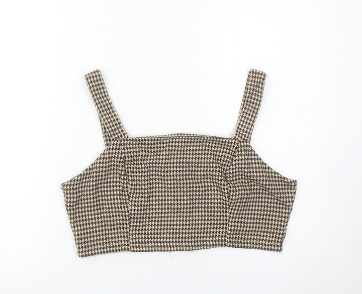 In The Style Women’s Brown Houndstooth Cropped Tank Top Size 16