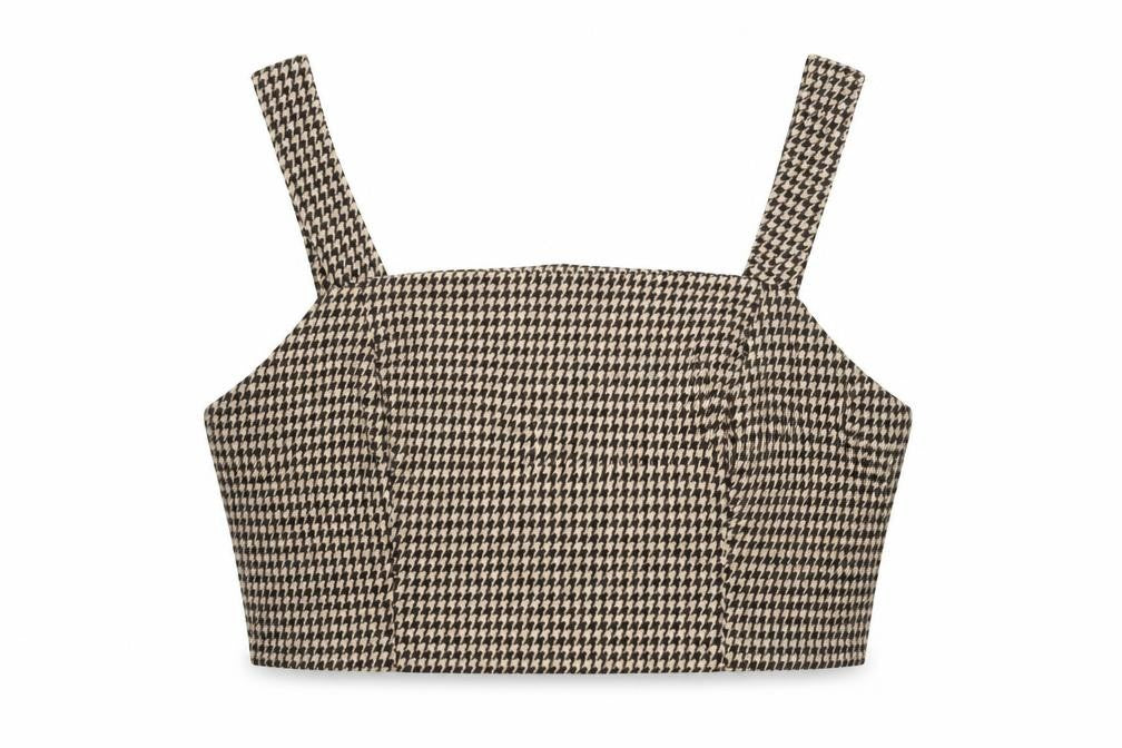 In The Style Women’s Brown Houndstooth Cropped Tank Top Size 16