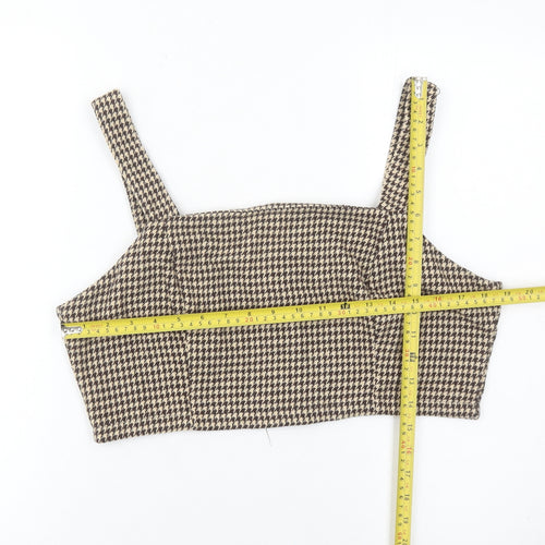 In The Style Women’s Brown Houndstooth Cropped Tank Top Size 16