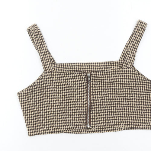In The Style Women’s Brown Houndstooth Cropped Tank Top Size 16