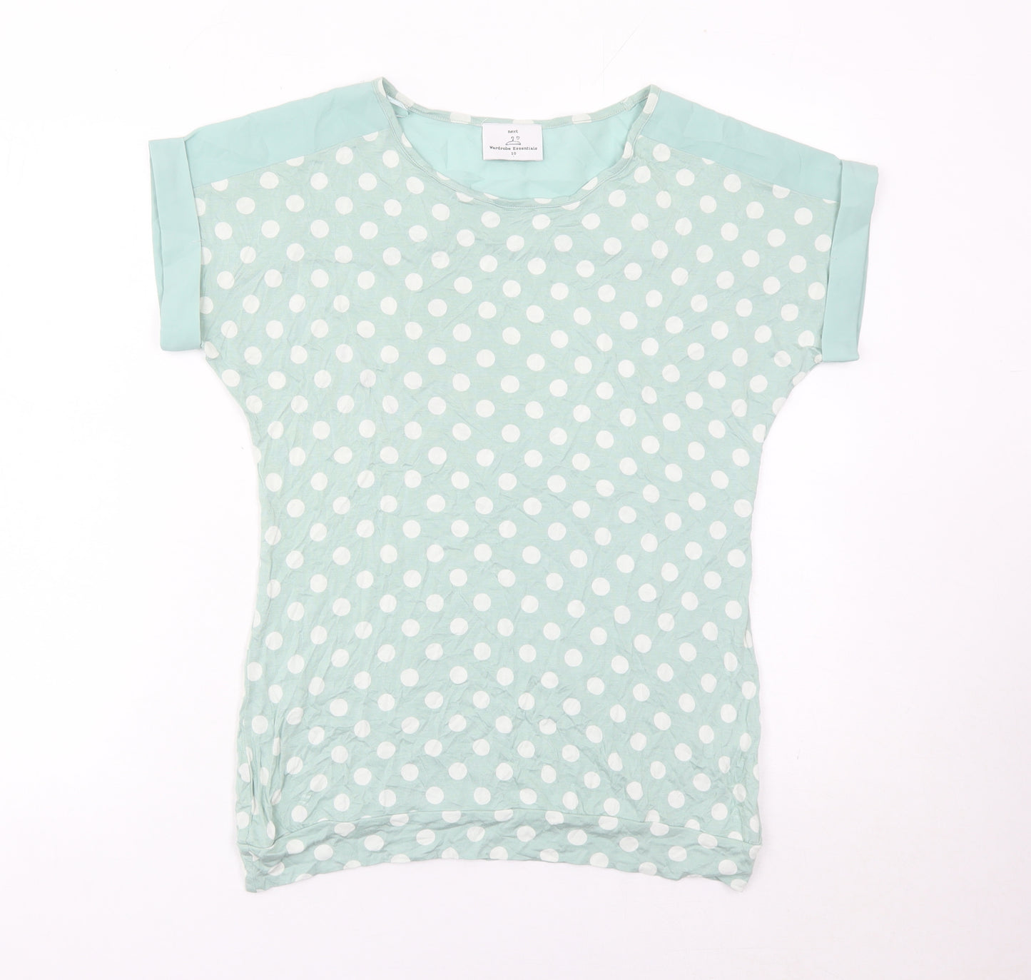 Next Womens Green Polka Dot Short Sleeve Viscose T-Shirt Size 10