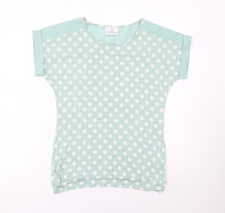 Next Womens Green Polka Dot Short Sleeve Viscose T-Shirt Size 10