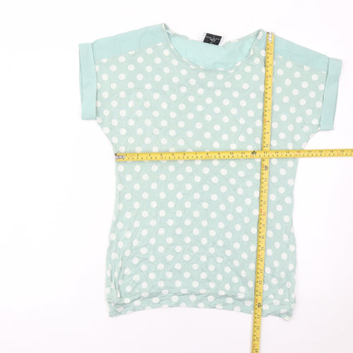 Next Womens Green Polka Dot Short Sleeve Viscose T-Shirt Size 10