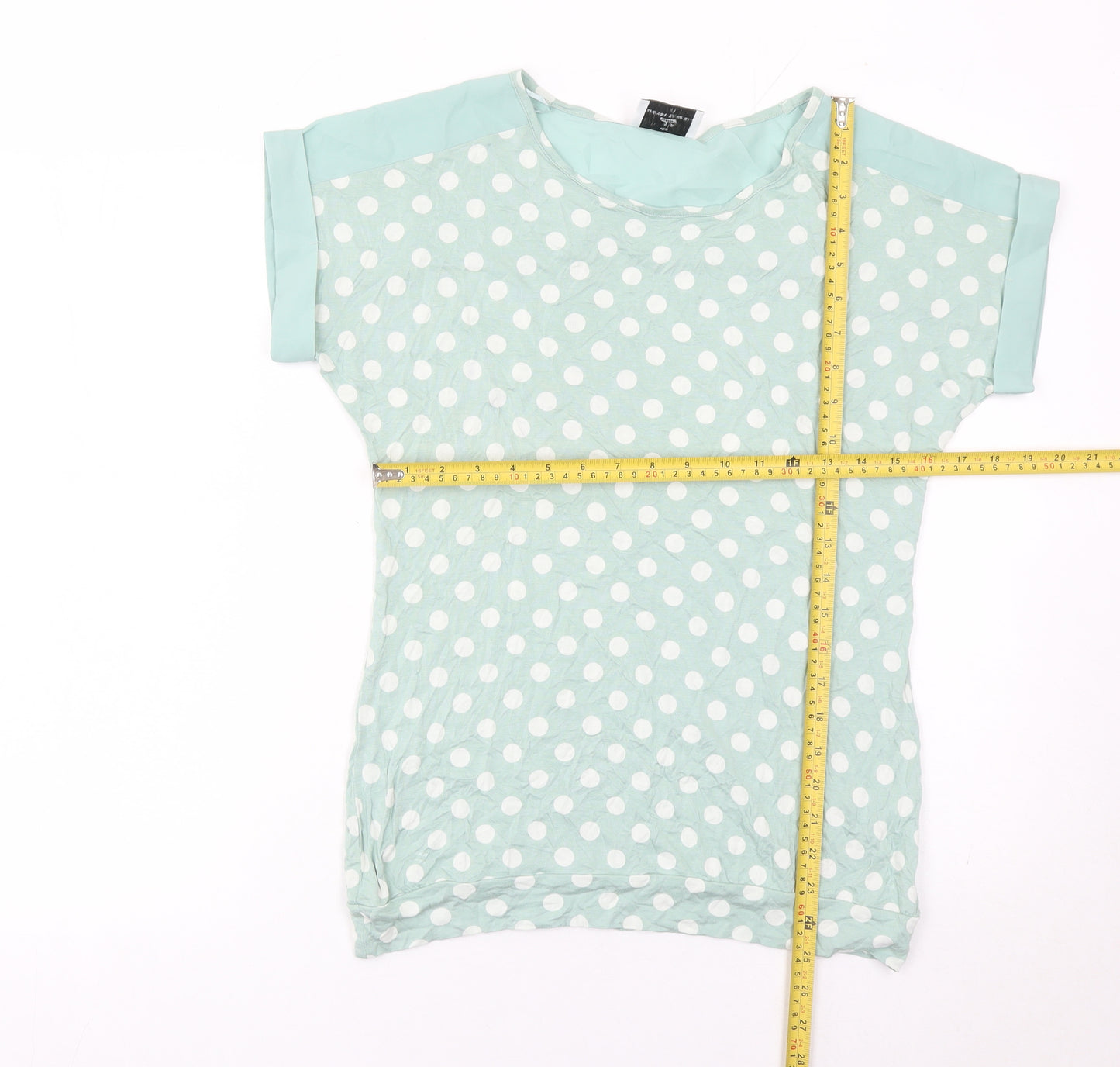 Next Womens Green Polka Dot Short Sleeve Viscose T-Shirt Size 10