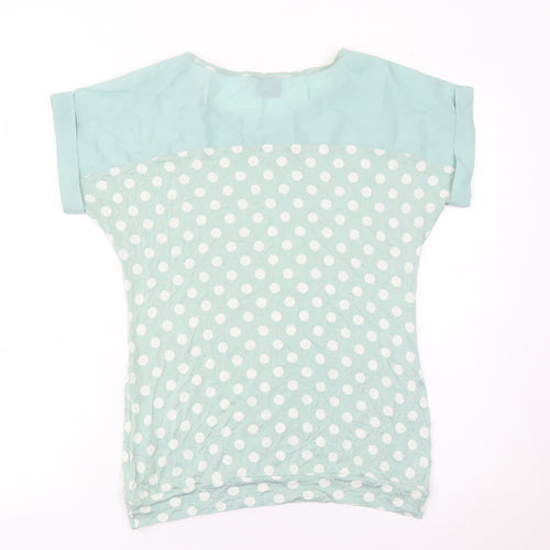 Next Womens Green Polka Dot Short Sleeve Viscose T-Shirt Size 10