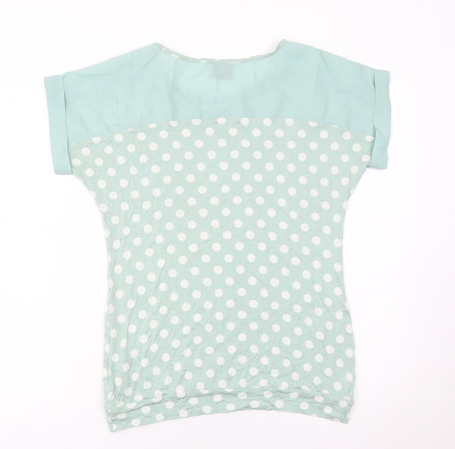 Next Womens Green Polka Dot Short Sleeve Viscose T-Shirt Size 10