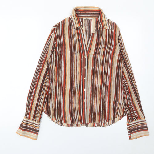 Marks and Spencer Women’s Multicoloured Striped Button-Up Shirt UK 12