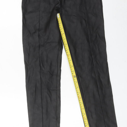 Divided Womens Black Size 10 Slim Fit High Rise Faux Leather Trousers
