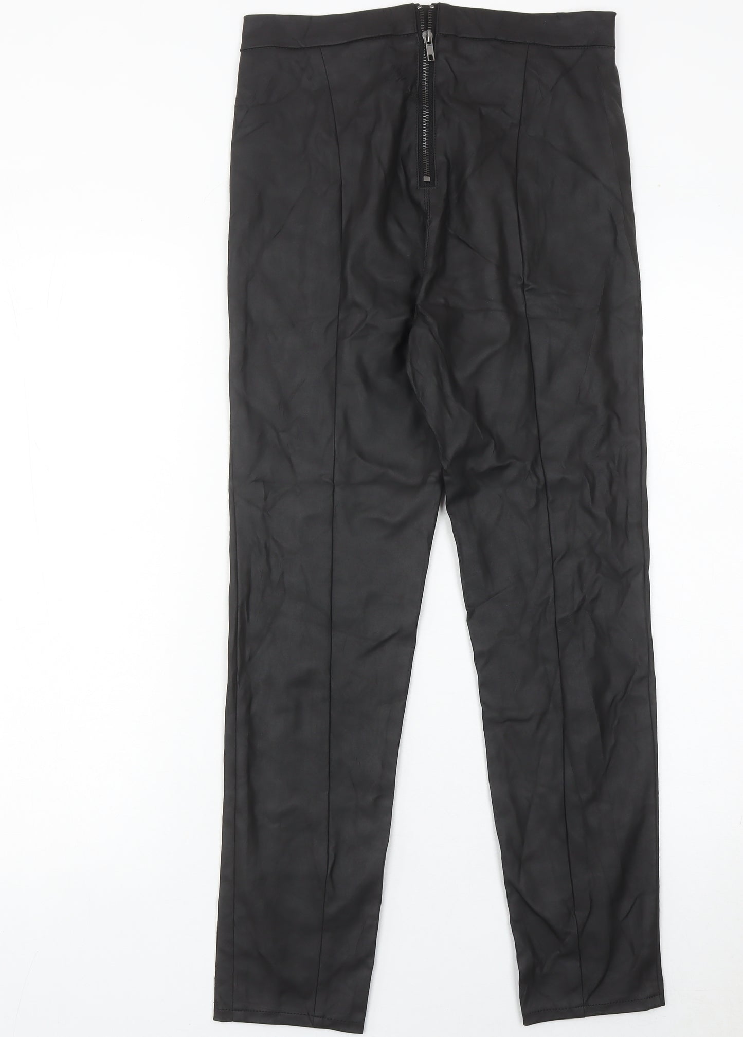 Divided Womens Black Size 10 Slim Fit High Rise Faux Leather Trousers