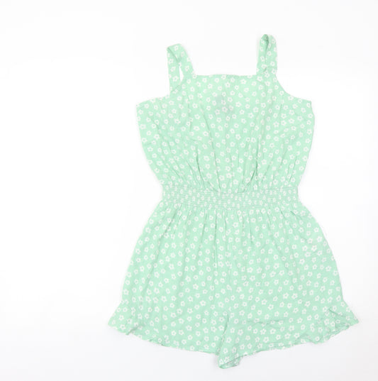 New Look Girls Green Floral Playsuit Age 13 Years 158cm Summer Romper