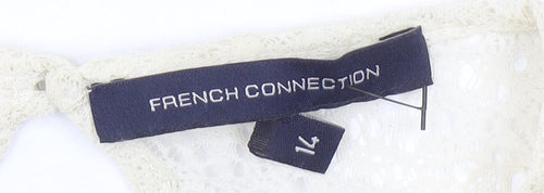 French Connection Women’s Ivory Lace Blouse Size 14 Long Sleeve Round Neck