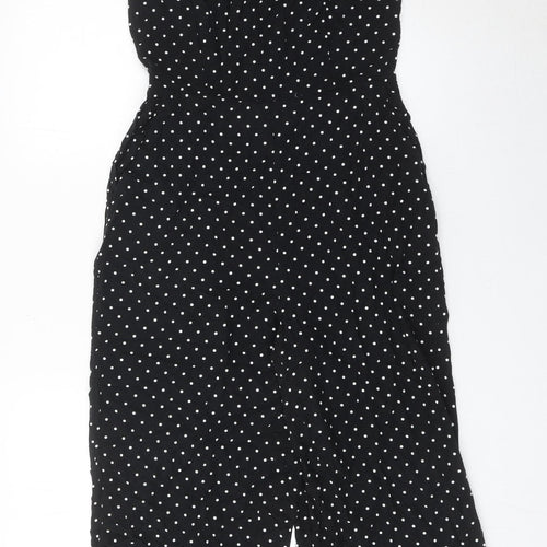Old Navy Women Black Polka Dot Jumpsuit Size M Wide-Leg Sleeveless
