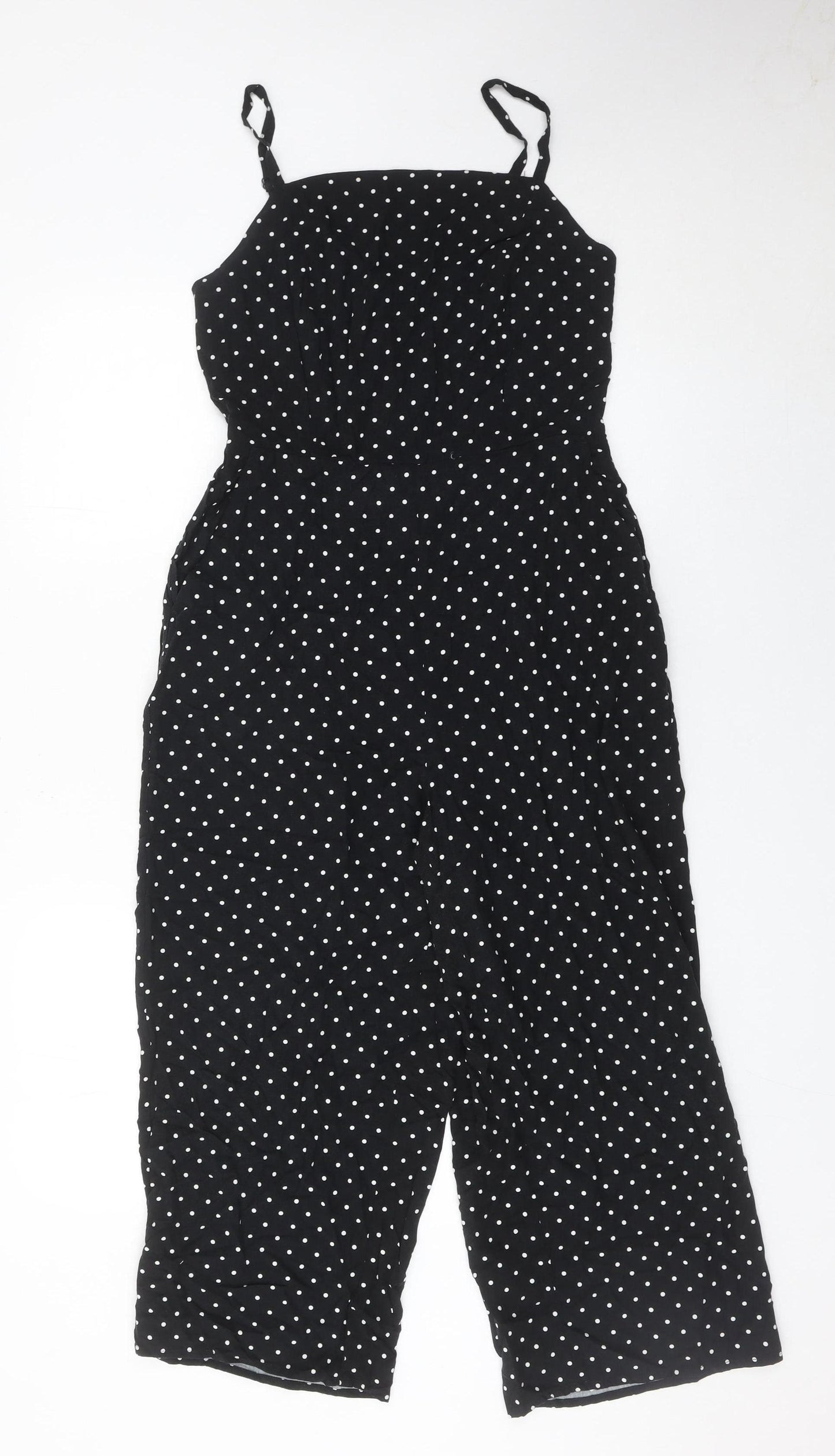 Old Navy Women Black Polka Dot Jumpsuit Size M Wide-Leg Sleeveless