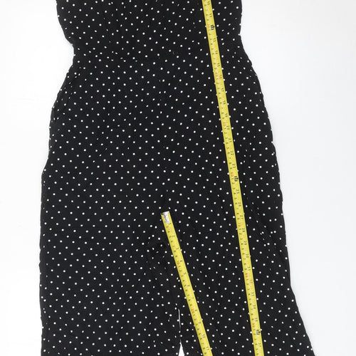 Old Navy Women Black Polka Dot Jumpsuit Size M Wide-Leg Sleeveless