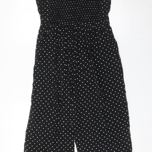 Old Navy Women Black Polka Dot Jumpsuit Size M Wide-Leg Sleeveless