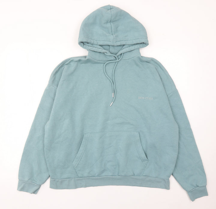 Boohoo Women Green Pullover Hoodie M Regular Fit Cotton Blend