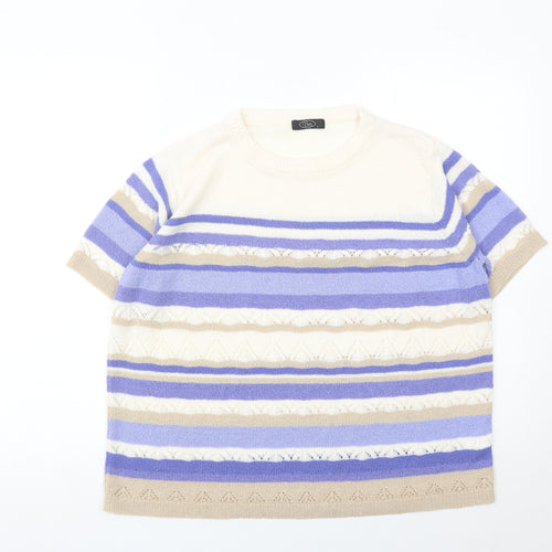 Bm Womens Multicoloured Striped Acrylic Pullover Jumper L