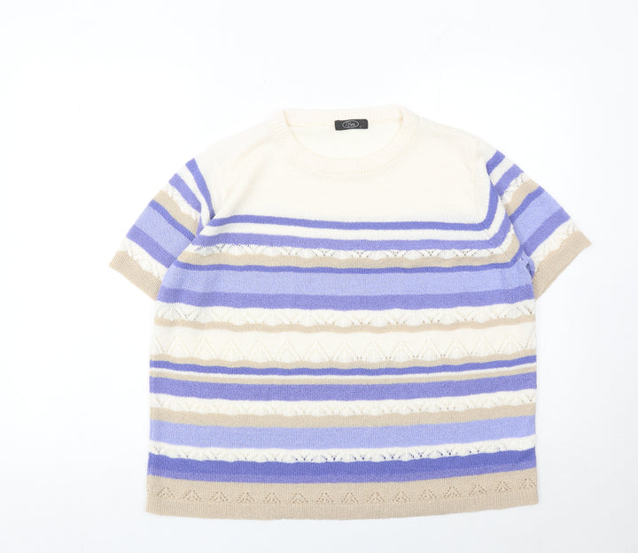 Bm Womens Multicoloured Striped Acrylic Pullover Jumper L