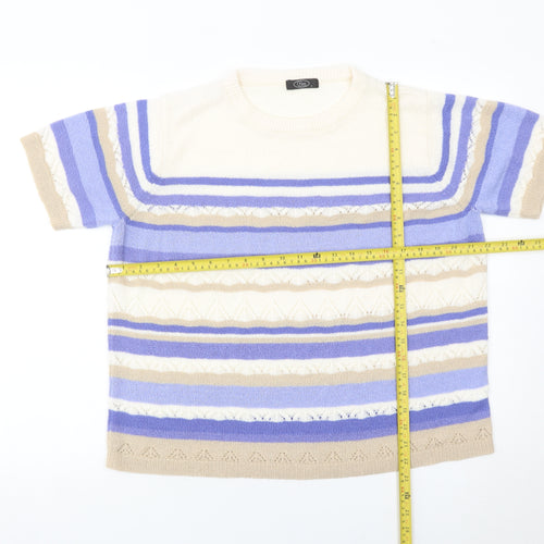 Bm Womens Multicoloured Striped Acrylic Pullover Jumper L
