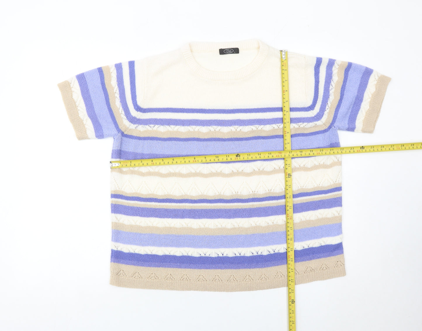 Bm Womens Multicoloured Striped Acrylic Pullover Jumper L