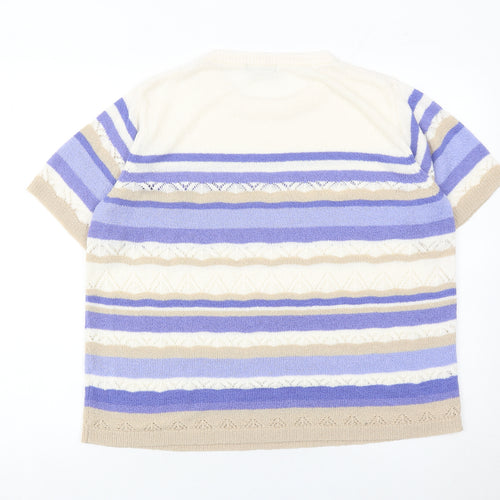 Bm Womens Multicoloured Striped Acrylic Pullover Jumper L