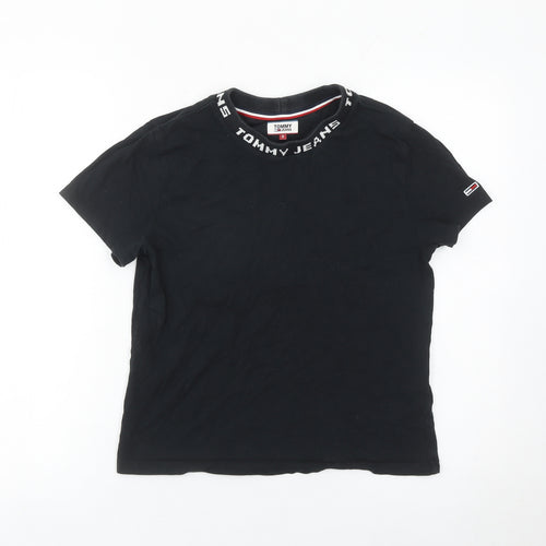 Tommy Jeans Women Black S Basic Cotton Crew Neck T-Shirt