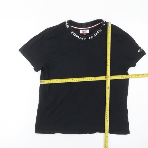Tommy Jeans Women Black S Basic Cotton Crew Neck T-Shirt