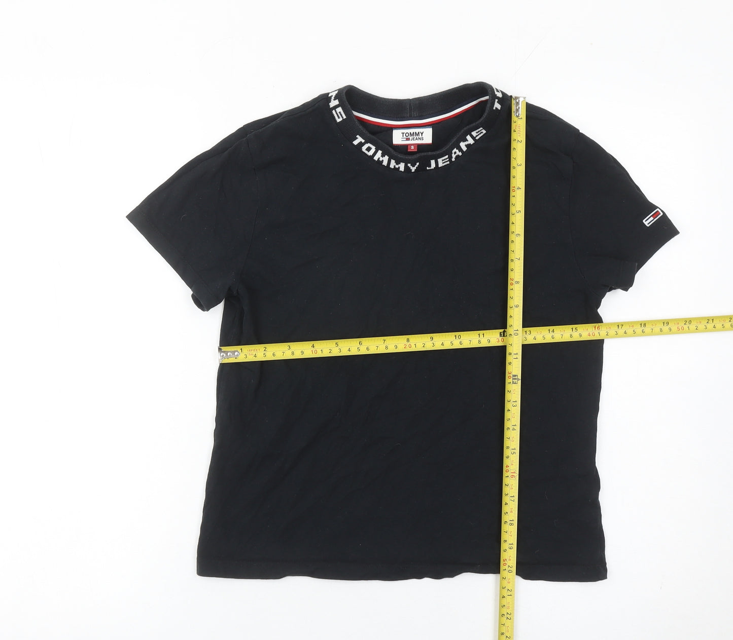 Tommy Jeans Women Black S Basic Cotton Crew Neck T-Shirt