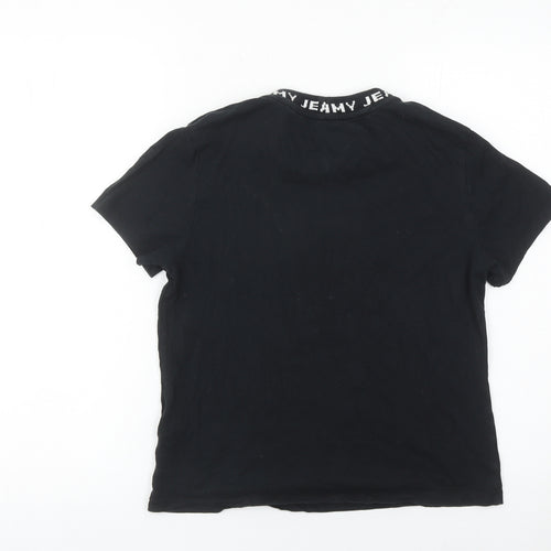 Tommy Jeans Women Black S Basic Cotton Crew Neck T-Shirt